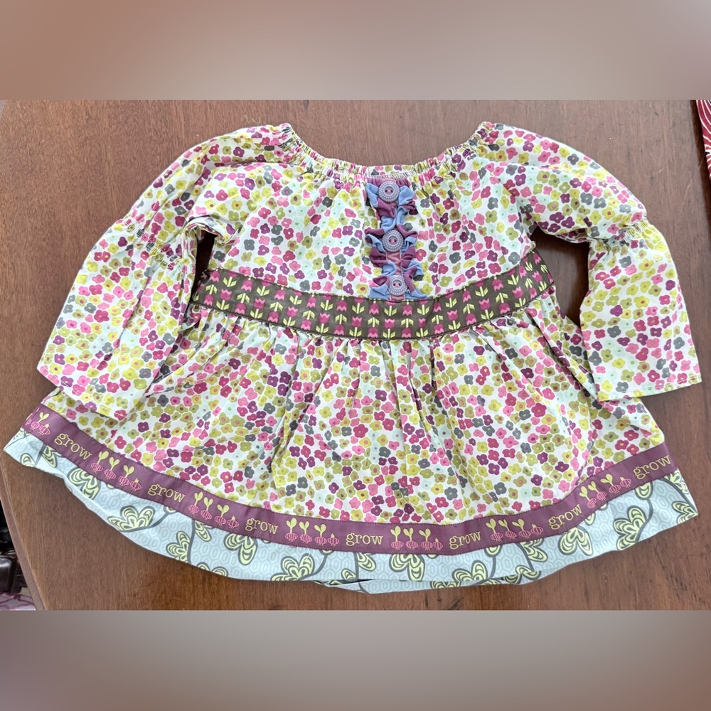 Matilda Jane Floral Peasant Blouse in Pink, Green & Cream